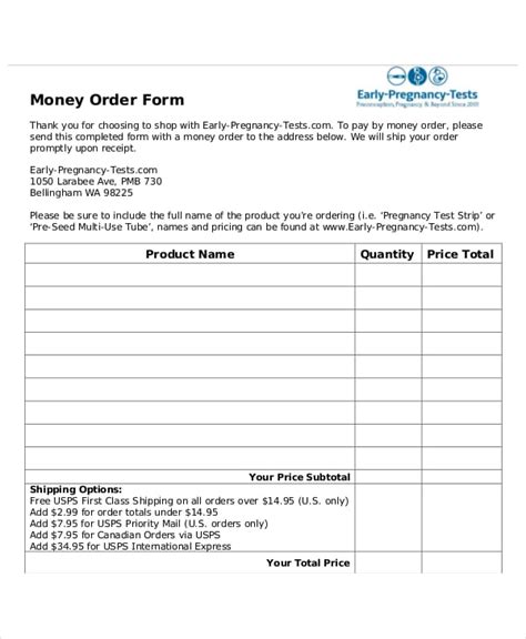 Money Order Forms - 8+ Free Word, PDF Format Download