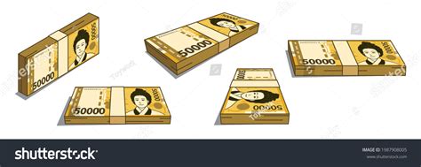 Korean Currency Set Bills Various Angles Stock Vector (Royalty Free ...