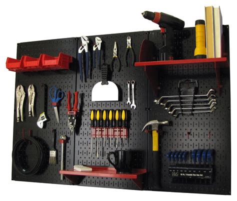 Wall Organizer Pegboard Kit Set Metal Garage Pegboards Black Storage Mount | eBay