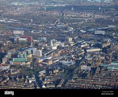 An aerial photograph of barnsley town centre hi-res stock photography ...