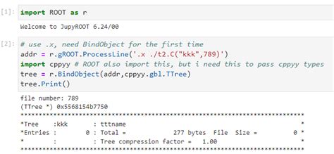 Python-CPP Interoperativity: Accessing TTree generated by external macros in python (conda ...