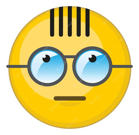 Premium Vector | Nerd emoticon. smart face in glasses. yellow emoji