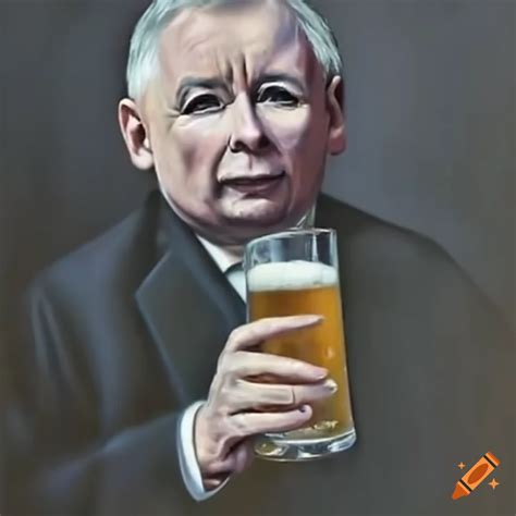 Jarosław kaczyński drinking beer