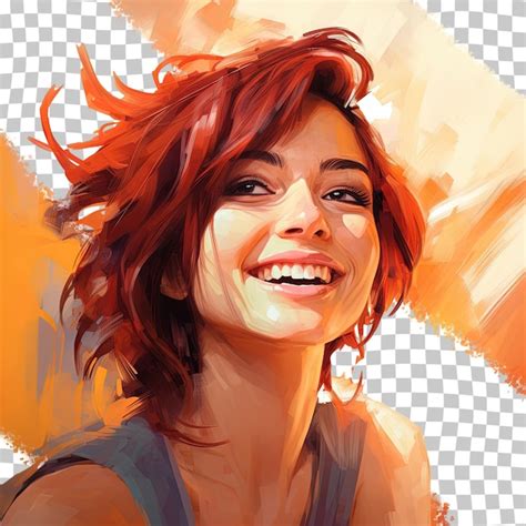 Premium PSD | Young woman with happy face in painting