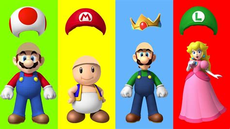 Wrong Hat Mario Bros Luigi Toad Princess Peach Finger Family Song Nursery Rhymes - YouTube