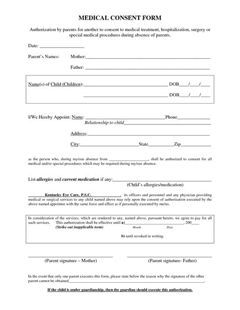 Medical Procedure Consent Form Template | Consent forms, Consent forms templates, Note template