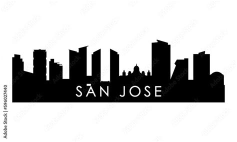 San Jose skyline silhouette. Black San Jose city Costa Rica design ...