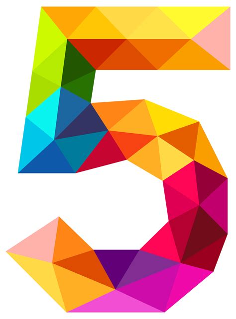 Colourful Triangles Number Five PNG Clipart Image | Gallery Yopriceville - High-Quality Images ...