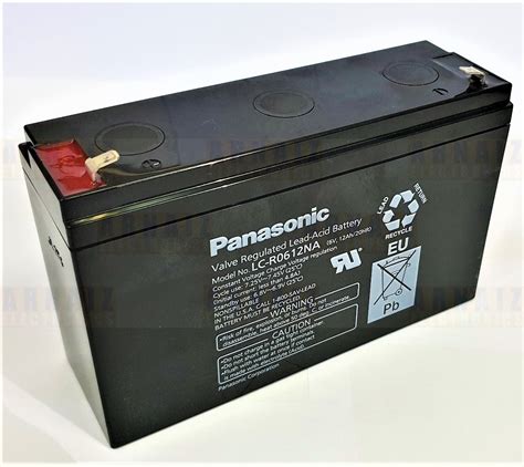 Panasonic 6V 12Ah SLA Rechargeable Battery LC-R0612NA Valve Regulated Sealed Lead-Acid Battery 6 ...