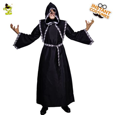 Adult Men's Crypt Keeper Costume Performance Long Black Robe Costume Cosplay Crypt Keeper ...