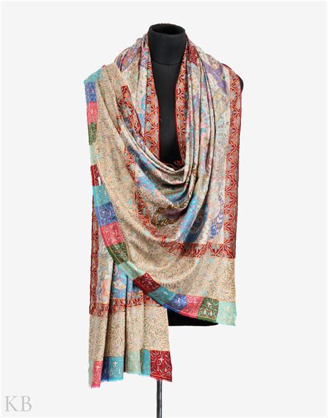 Multicoloured Kalamkari Cashmere Pashmina Shawl | KashmirBox.com