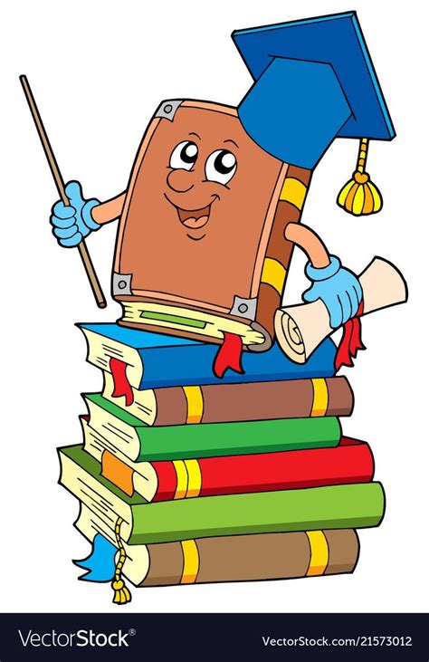 Book teacher on pile of books Royalty Free Vector Image Art Drawings ...