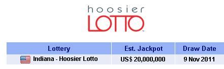 Hoosier Lotto, jackpot 20 millones