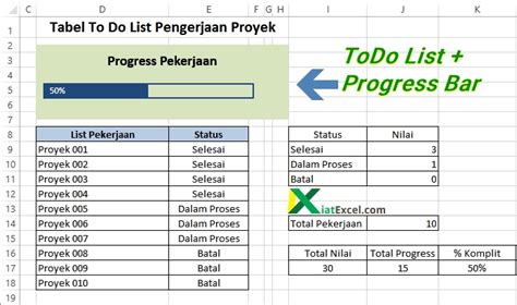 Cara Membuat Senarai ToDo dalam Excel + Bar Kemajuan - Tutorial Excel