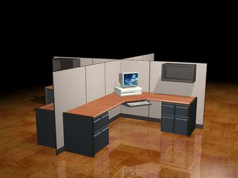 4-cubicle office workstation 3d model 3dsMax files free download - CadNav