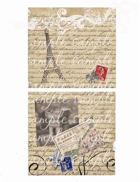 Paris French Collage on Vintage Paper Digital Instant Download for ...