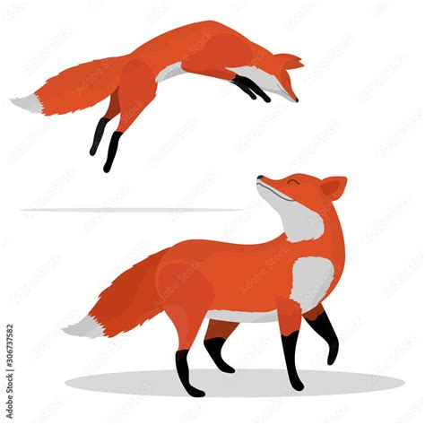 Fox vector. Cute fox. The fox is in a jump. Cartoon animals icon set ...