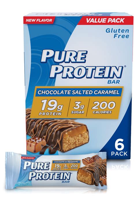 Pure Protein Bars, Chocolate Salted Caramel, 19g Protein, 1.76 Oz, 6 Ct ...