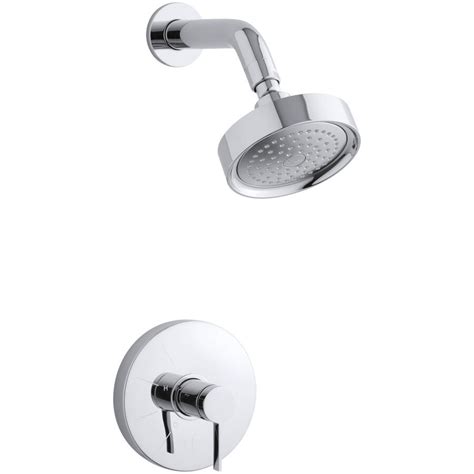 KOHLER Stillness Polished Chrome 1-Handle Shower Faucet Trim Kit with Single Function Showerhead ...