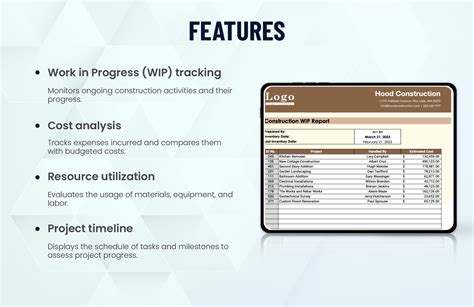 Construction WIP Report Template in Excel, Google Sheets - Download | Template.net