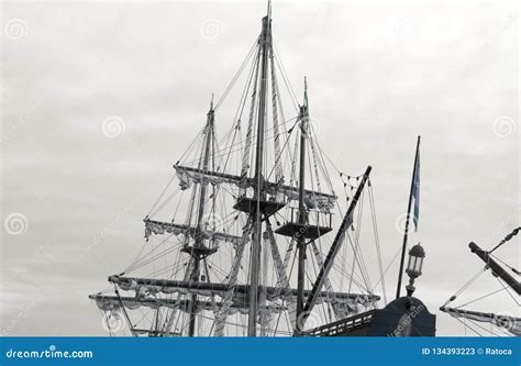 Old pirate ship photo stock image. Image of detail, navy - 134393223