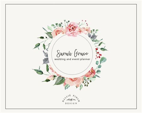 Watercolor Floral Logo, Circle Logo, Flower Logo, Floral Logo, Business ...