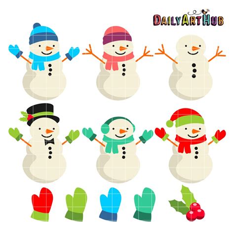 Cute Snowman Clip Art Set – Daily Art Hub // Graphics, Alphabets & SVG