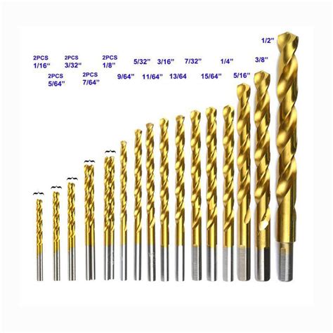 21PCS Drill Bit Set 1/16 to 1/4 5/16 3/8 1/2 Professional Twist Drill ...