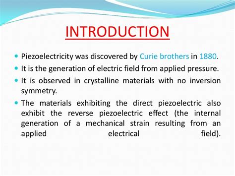 Piezoelectricity & Its Applications