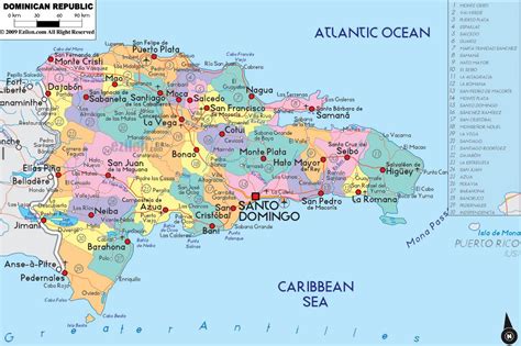 Large political and administrative map of Dominican Republic with roads, cities and airports ...