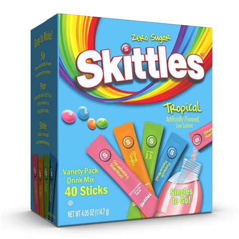 Amazon.com : Skittles Singles To Go Tropical Flavors Variety Pack ...