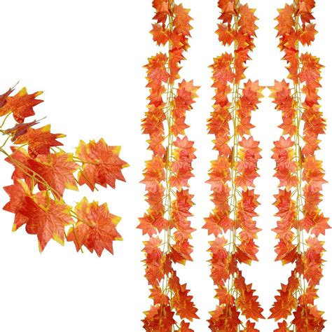 Coolmade 12 pack Autumn Artificial Silk Maple Leaf Garland Autumn ...