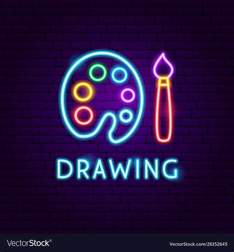 Drawing neon label Royalty Free Vector Image - VectorStock