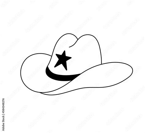 Vector isolated one single cowboy hat with brim and black ribbon and ...