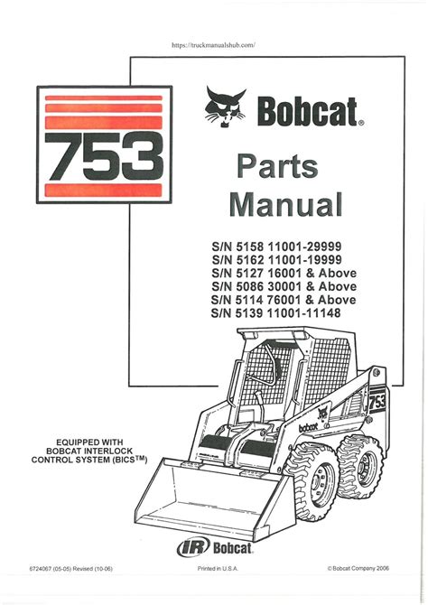 Bobcat Skid Steer Loader 753 & 753H Parts Manual