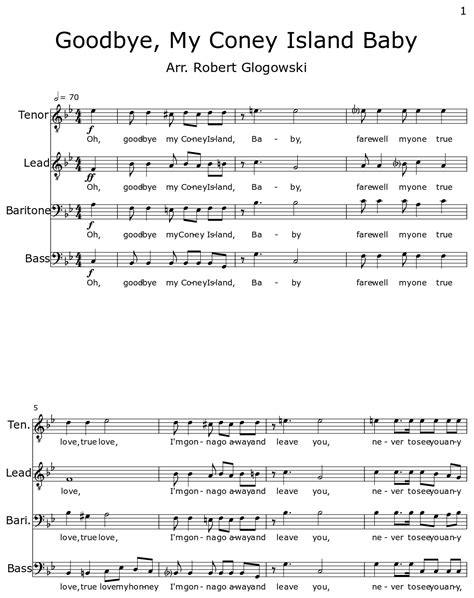 Goodbye, My Coney Island Baby - Sheet music for Choir Tenor