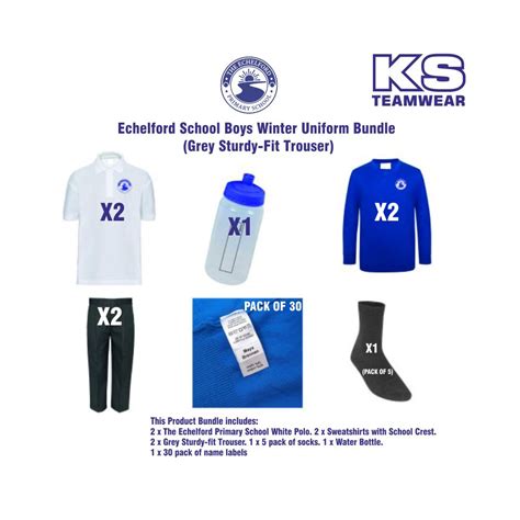 The Echelford Primary School Boys Winter Uniform Bundle (Sturdy Fit Trouser) Early Years - KS ...