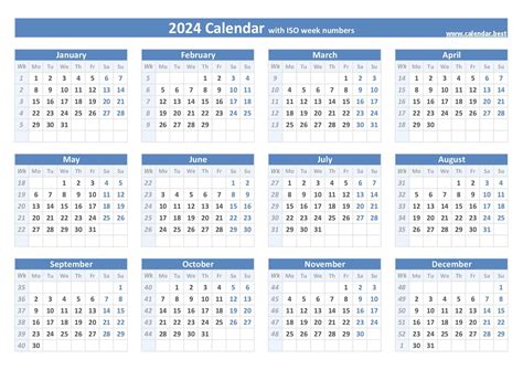 2024 Week Calendar Europe Time Table - Aviva Caritta