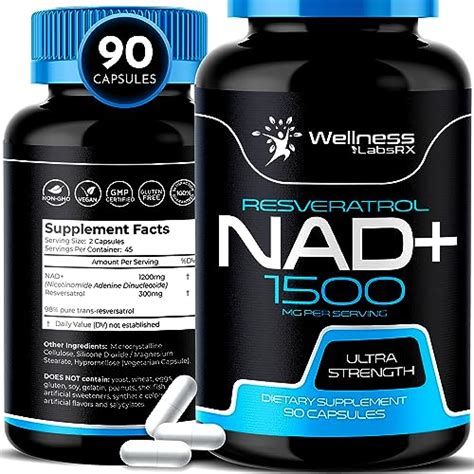 NAD Supplement, 1500mg - Liposomal NAD+ Supplement with Resveratrol, Nad Plus Boosting ...