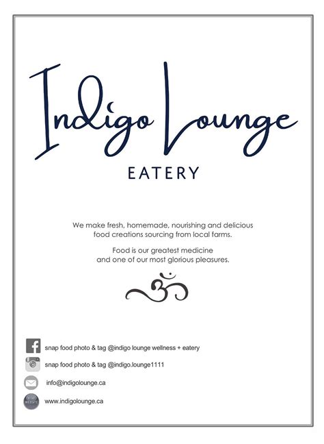 Menu | Indigo Lounge