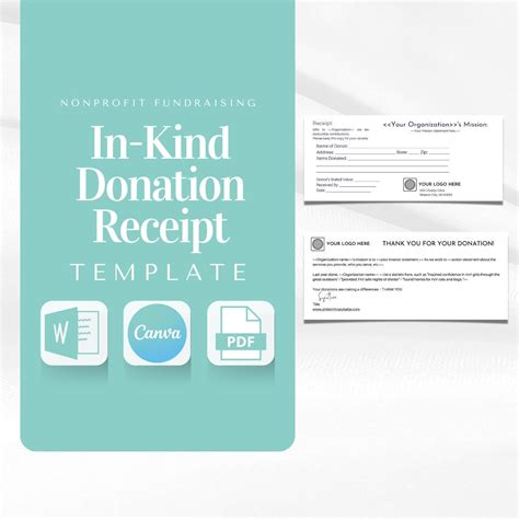 In-kind Donation Receipt Editable and Customizable in Adobe, Canva, or Word - Etsy