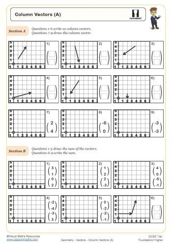 KS3 and KS4 Vectors Worksheets - Worksheet on Vectors - Printable Scalars and Vectors GCSE ...