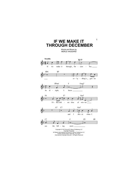 If We Make It Through December Sheet Music | Merle Haggard | Melody Line, Lyrics & Chords