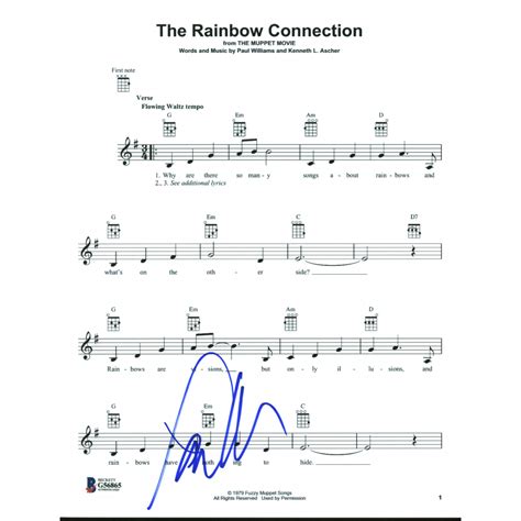 Paul Williams Signed "The Rainbow Connection" Lyric 8x10 Photo (Beckett ...