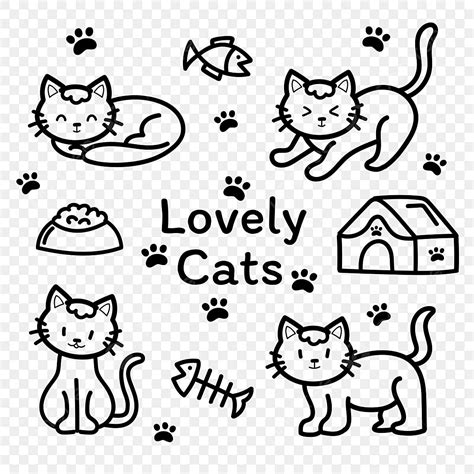 Cute Cat Doodle Art, Cat Drawing, Doodle Drawing, Cat Sketch PNG and Vector with Transparent ...