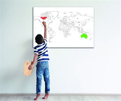 Paintable World Map Canvas, Customizable World Map Canvas, Gift for ...