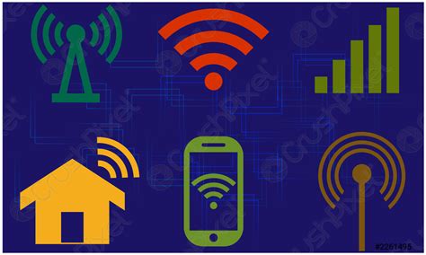 Different types of signals on digital abstract background - stock ...