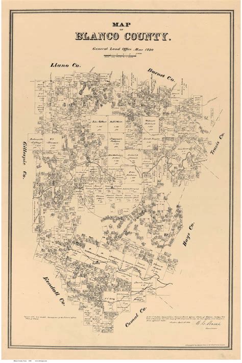 Blanco County Texas 1880 - Old Map Reprint - OLD MAPS