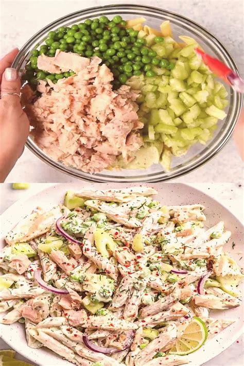 CREAMY TUNA PASTA SALAD | Health dinner recipes, Tuna salad pasta, Healthy recipes