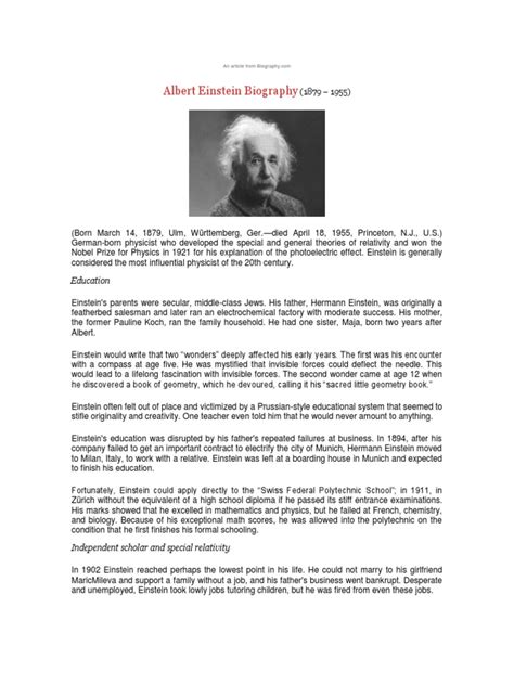 Albert Einstein BIOGRAPHY | Albert Einstein | Physics